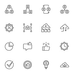 Universal Business line icons set, outline vector symbol collection, linear style pictogram pack. Signs, logo illustration. Set includes icons as teamwork, human resources, feedback, pie chart diagram