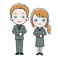 スーツ姿の男女 
