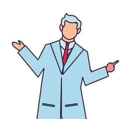 man doctor standing, medical staff, line and fill style icon