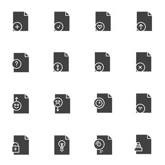 Universal file types vector icons set, modern solid symbol collection, filled style pictogram pack. Signs, logo illustration. Set includes icons as add document file, favorite folder, delete, archive