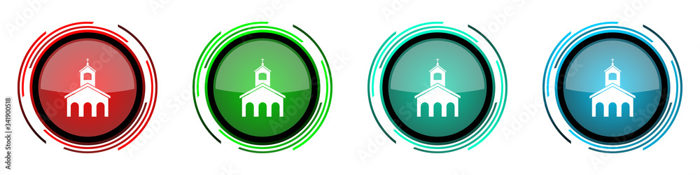 Aufkleber religion, church round glossy vector icons, set of buttons for webdesign, internet and mobile phone 