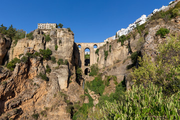 The famous Puente Nuevo over the gorge El Tajo in Ronda, one of the famous white towns of Andalusia, Spain.