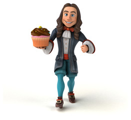 3D Illustration of a cartoon man in historical baroque costume