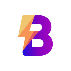 Letter B Lightning Vector Logo Design Template