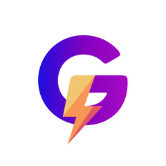 Letter G Lightning Vector Logo Design Template