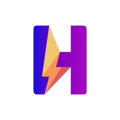 Letter H Lightning Vector Logo Design Template