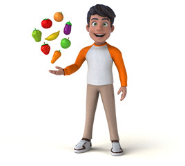 Fun 3D cartoon Asian teenager .