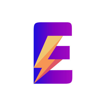 Letter E Lightning Vector Logo Design Template