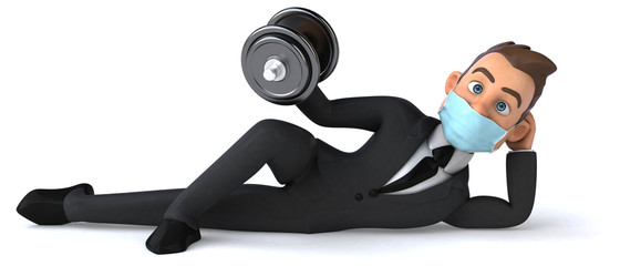 3D illustration of a cartoon character with a mask