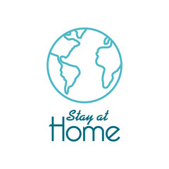 Stay home concept, Lettering typography and earth planet icon, colorful design