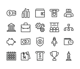 gear wheels, economy and finance icon set, line style