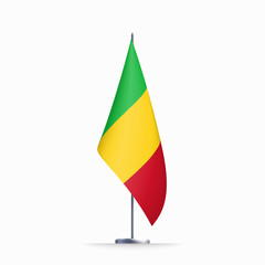 Mali flag state symbol isolated on background national banner. Greeting card National Independence Day of the Republic of Mali. Illustration banner with realistic state flag.