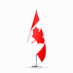 Canada flag state symbol isolated on background national banner. Greeting card National Independence Day of the Republic of Canada. Illustration banner with realistic state flag.