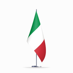 Italy flag state symbol isolated on background national banner. Greeting card National Independence Day of the Italian Republic. Illustration banner with realistic state flag.
