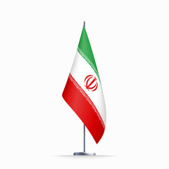 Iran flag state symbol isolated on background national banner. Greeting card National Independence Day of the Islamic Republic of Iran. Illustration banner with realistic state flag.