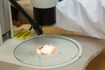 microscope in  fabric laboratory