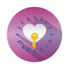 heart with key icon over white background, half color half line style
