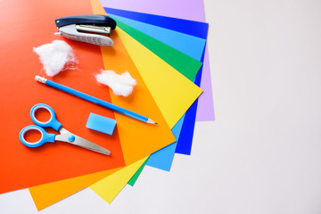 Step-by-step instruction to create a rainbow of colored paper. Creativity with your own hands.