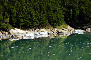 Breathtaking panoramic view of mountains and glaciers along Beagle Channel in Glacier Alley...