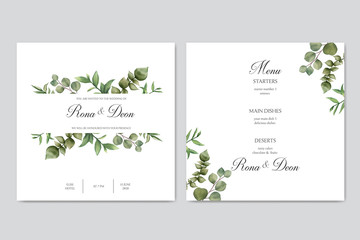 Elegant minimalistic floral wedding invitation template