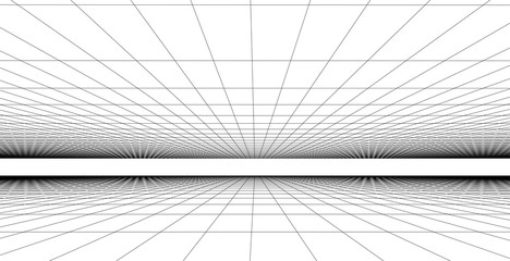 Perspective grid background vector illustration, Network connection concept