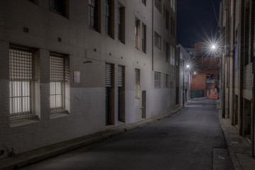 narrow old street at night