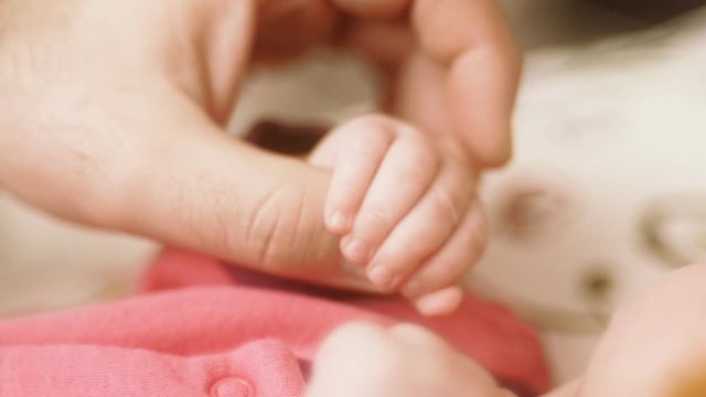 stock footage motherhood hands of the infant and adult