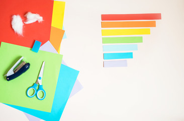 Step-by-step instruction to create a rainbow of colored paper. Creativity with your own hands.