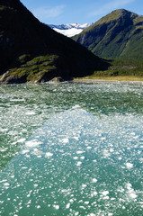 Breathtaking panoramic view of mountains and glaciers along Beagle Channel in Glacier Alley...