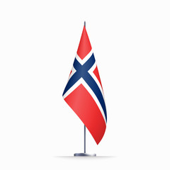 Norway flag state symbol isolated on background national banner. Greeting card National Independence Day of the Kingdom of Norway. Illustration banner with realistic state flag.