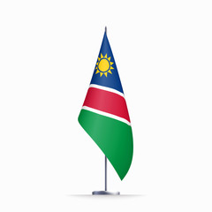 Namibia flag state symbol isolated on background national banner. Greeting card National Independence Day of the Republic of Namibia. Illustration banner with realistic state flag.