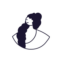 half body of female portrait line style icon