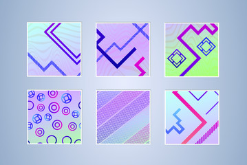 Set of modern abstract backgrounds with gradient linear waves. Simply geometric template for design