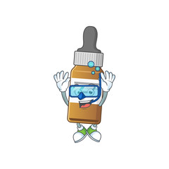 Mascot design concept of liquid bottle wearing Diving glasses