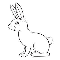 Forest animal hare or rabbit. Hand drawing sketch black ink isolated on white background. Vector art illustration. Nature objects of Wildlife mammals.