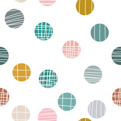 Cute textured dots hand drawn seamless vector fill. Cute childish drawing. Baby wrapping paper, textile, vector illustration