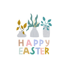 Cute plants in the pots with lettering phrase. Print for T-shirts, kids book, notebook, poster, postcard etc.Vector illustration.