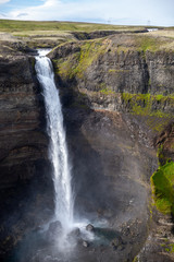 Fototapeta na wymiar View of the landscape of the Haifoss waterfall in Iceland.