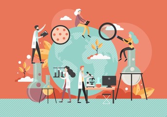 Scientific research, vector flat style design illustration