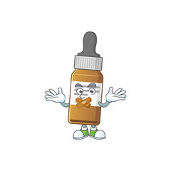 Liquid bottle mascot cartoon design with quiet finger gesture