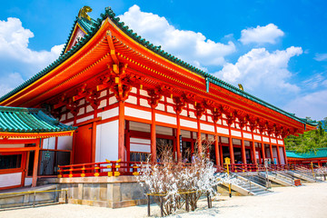 Main building of Heian Shrine in Kyoto. One of the most popular city for tourist in Japan