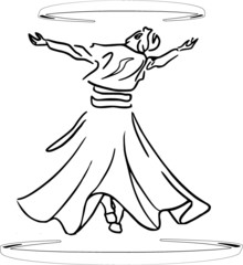 Dervish dance turkish culture dand-drawin abstract mevlana illustration