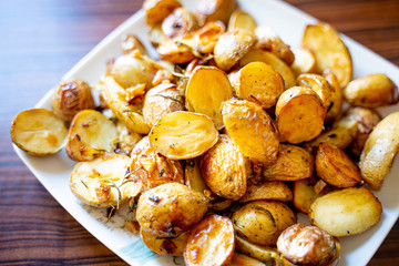 Baked Potato with Onion, Garlic, Rosemary, Salt and Pepper for Summer Barbeque Party