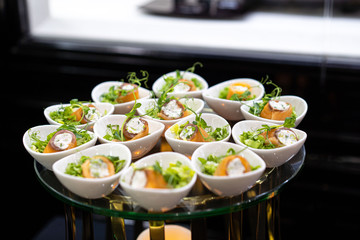 A bowl of food on a table