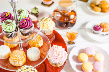 English Afternoon Tea Ceremony with Different Kind of Desserts