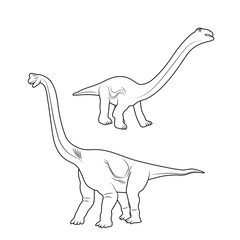 Vector illustration of dinosaur cartoon drawing with line-art on white background, 