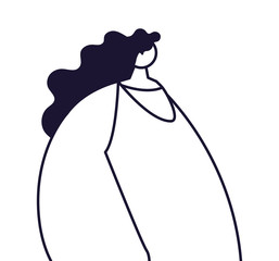 young woman standing, line style icon