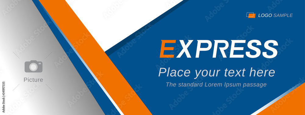 Wall mural web banner template for advertisement with space for adding your picture