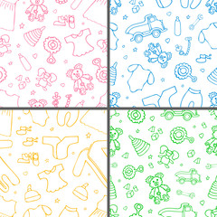 Set of patterns for babies, doodle. Vector illustration. EPS 10