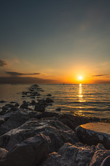 Sunrise over the sea, close to Ravenna, Italy.